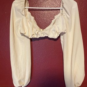 SHEIN cream color long sleeve crop top